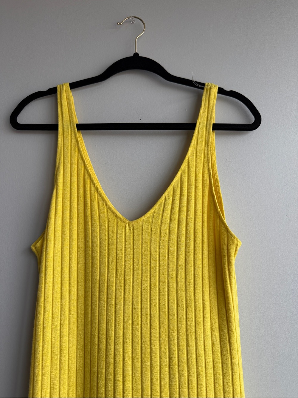 Zara Yellow Ribbed V-Neck Tank Dress - Picture 2 of 8